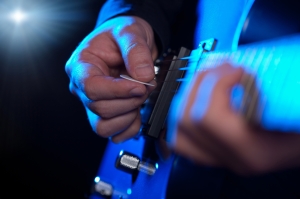 closeup of guitarist hands